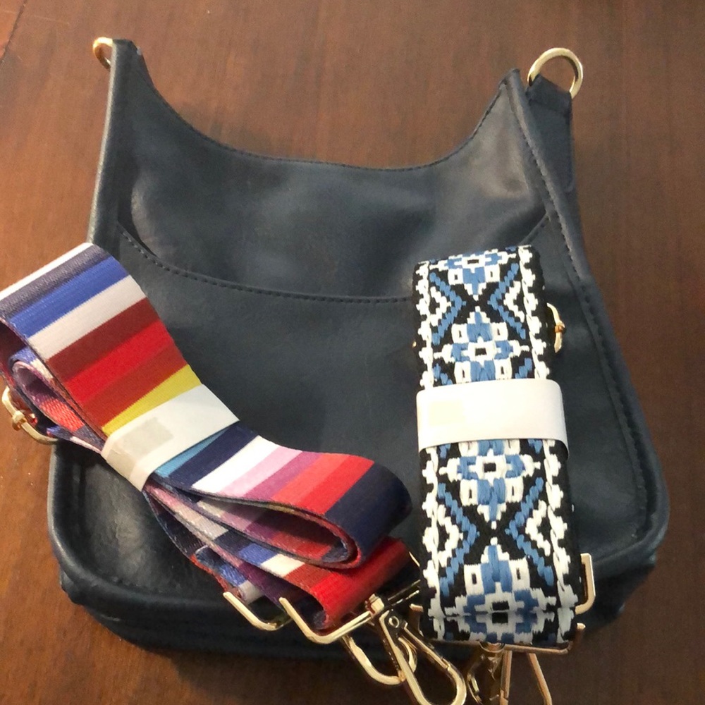 Adhorned Navy Faux Leather Crossbody